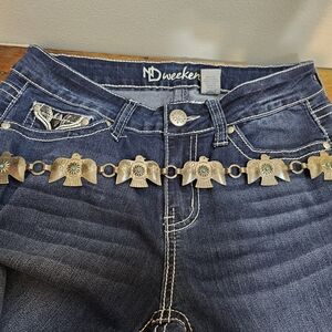 Belt - Vintage Fiesta Thunderbird Concho Faux Turquoise Western Chain 33" Max